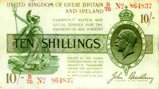 John Bradley
                    ten shilling note of George V